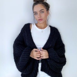 Knit short mohair cardigan black Mohair bolero Wedding Cardigan Wool fluffy cape Bridal jackets hawl Knitted jacket Chunky knit cardigan