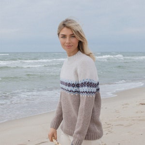 Icelandic merino wool pullover, Supreme cashmere women sweater, Nordic woolen pullover sweater, Hand knit warm pure wool jumper SPARKLE