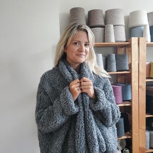 Cable knit chunky sweater, Super oversized alpaca wool pullover, Minimalist loose jumper, Boucle sweater, Hand knitted cozy top