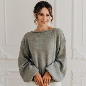 Alpaca Sweater Women Gray Pullover Alpaca Wool Sweater Alpaca Pullover Soft Sweater Alpaca Jumper Knitted Sweater 55 colors available