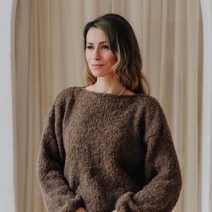 Alpaca Sweater Women Brown Pullover Alpaca Wool Sweater Boucle Pullover Brown Sweater Women Boucle Wool Sweater Alpaca Pullover