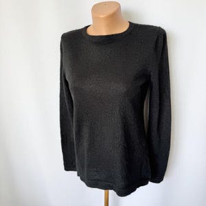 Apu Kuntur black alpaca jumper sweater, baby alpaca wool, made in Peru, ethical fashion, minimal soft knit basic, size S/M